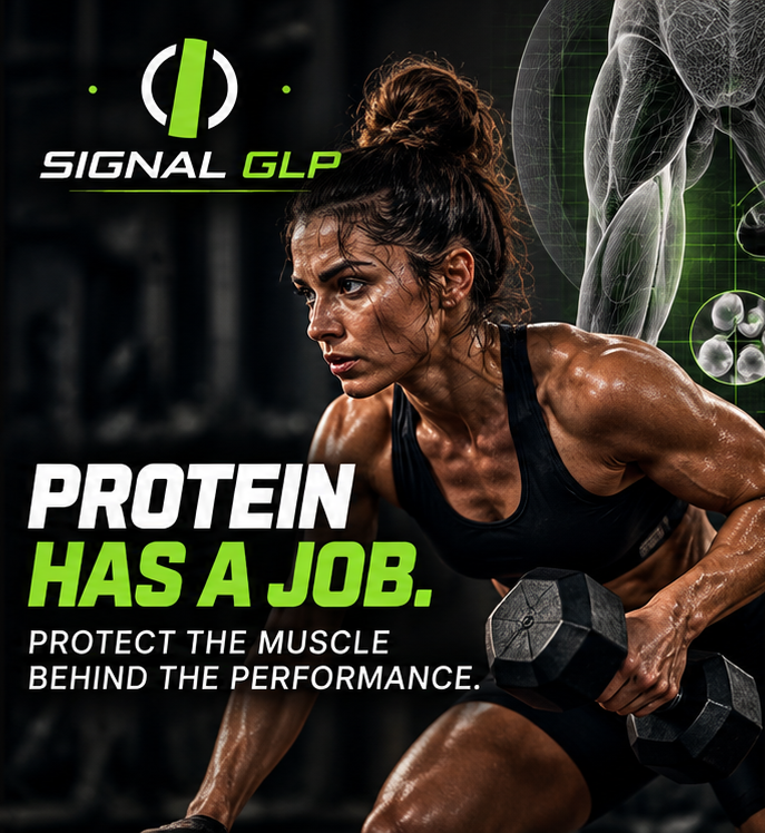 Athlete lifting dumbbells — Protein has a job